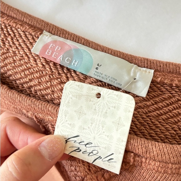 NWT Free People Beach Best Coast Cotton Raw Edge Pullover Tunic Sweater - Picture 4 of 8